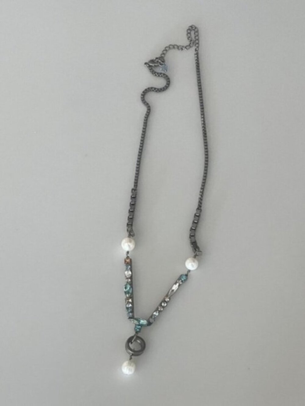 Sorrelli Black Chain Necklace with Pearls and Crystals